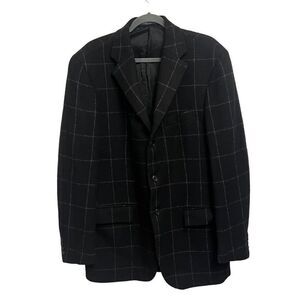 Ralph Lauren Made in Italy Virgin Wool Kent Windowpane Sport Coat Size 42 Large